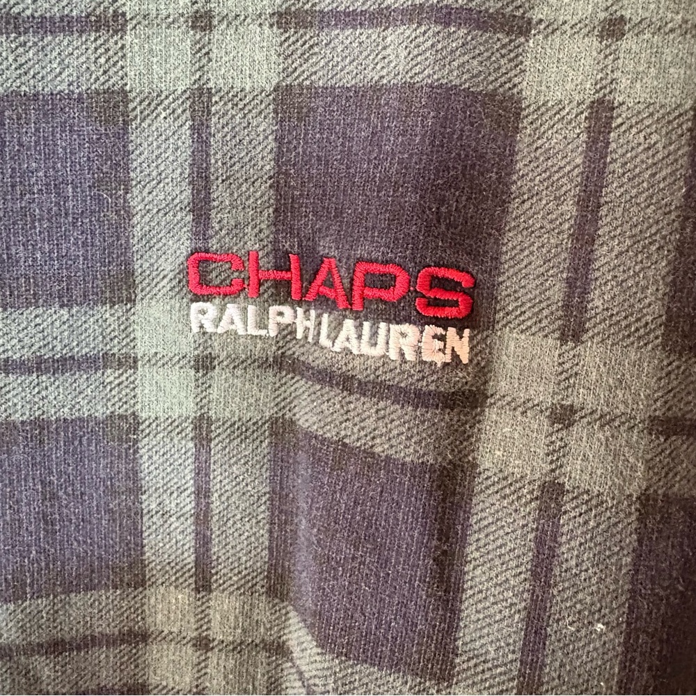 Vintage Chaps Ralph Lauren Green Plaid Crew Neck Sweatshirt XL - Picture 2 of 7